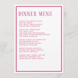 Menu Dîner Simple Modern Bold Hexagon Géométrique