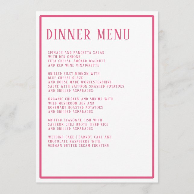 Menu Dîner Simple Modern Bold Hexagon Géométrique (Devant)