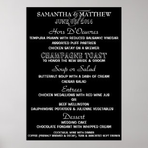 Menu DIY black and white party Poster