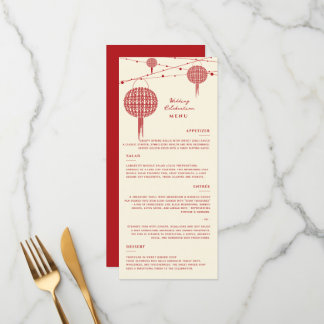 Menu Double Bonheur Red Lanterns Chic Mariage chinois