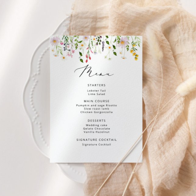 Menu Douche nuptiale minimaliste fleur sauvage (Créateur téléchargé)