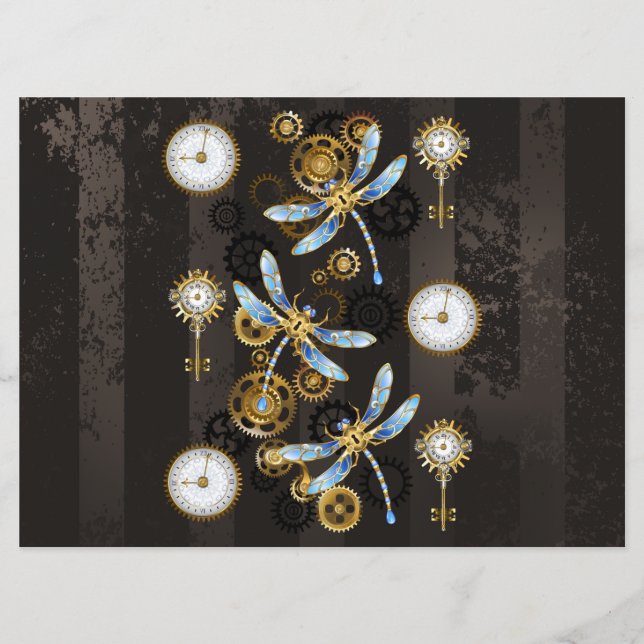 Menu Dragonflies de Steampunk sur arrière - plan rayé b (Devant)