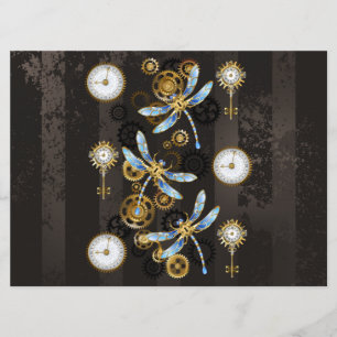 Menu Dragonflies de Steampunk sur arrière - plan rayé b