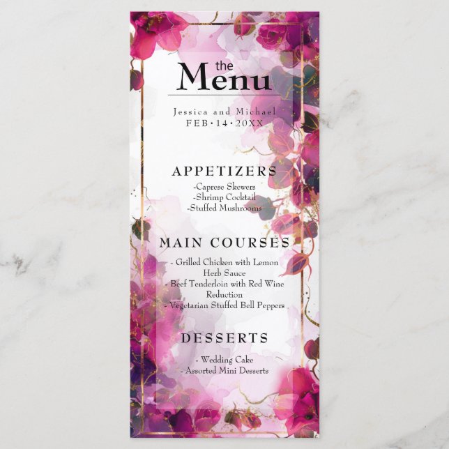 Menu & Drink Fuchsia Enchantment: Watercolor  (Front)