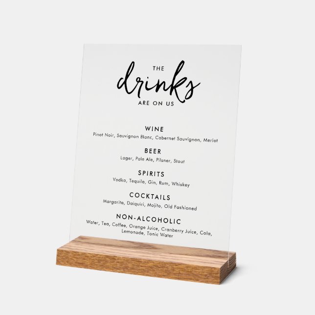 Menu du bar à boissons minimaliste moderne pour Ma (Angle)