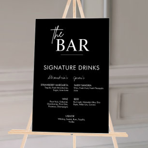 Menu du bar des boissons signatures de mariage noi