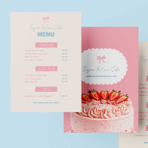 Menu du Café Pink Bow Pâtisserie sur mesure Pastel