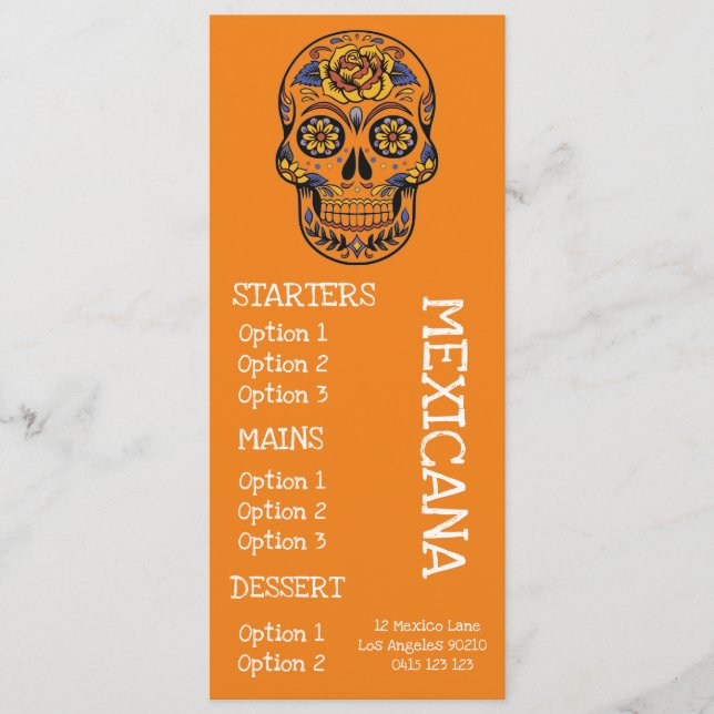 menu du dîner au bar du restaurant mexicain (Devant)