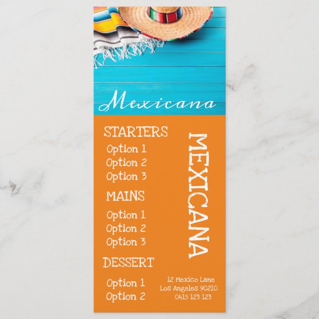 Menu du dîner au bar du restaurant mexicain (Devant)