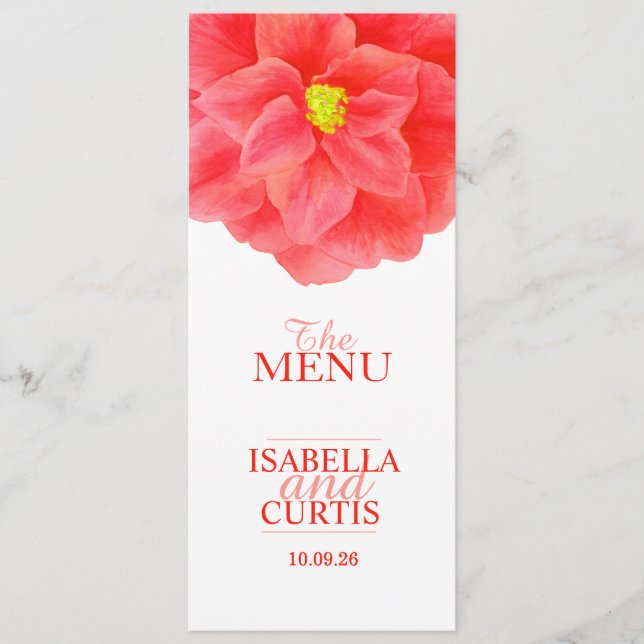 Menu du dîner Camellia rouge mariage (Devant)