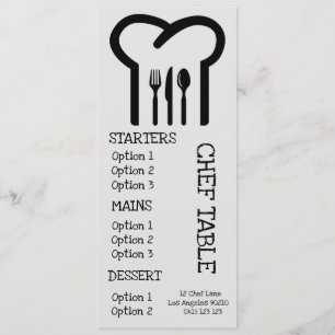 Menu du dîner casquette du chef moderne et tendanc