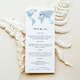 Menu du dîner de destination sur carte bleue Car