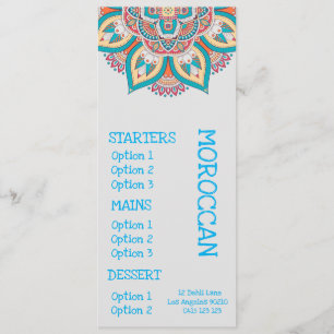 menu du dîner de restaurant marocain