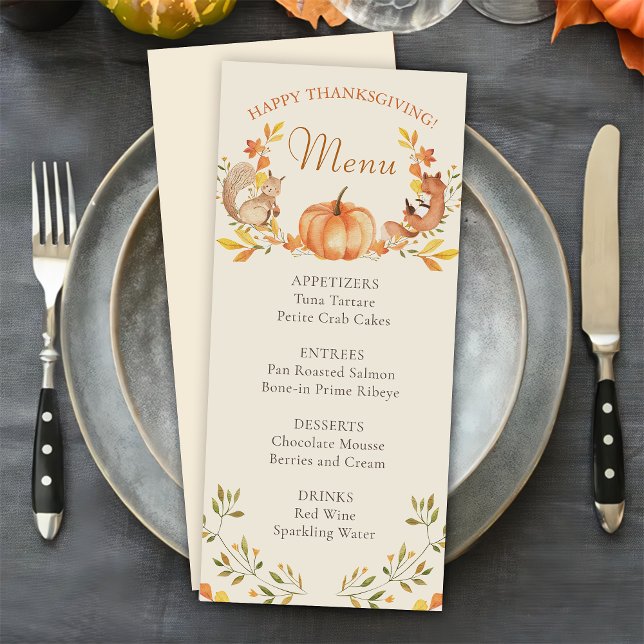 Menu du dîner de Thanksgiving avec citrouille et f (Créateur téléchargé)