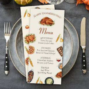 Menu du dîner de Thanksgiving dinde