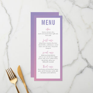 MENU DU DÎNER dégradé ombré rose violet étoile mod
