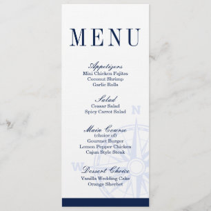 Menu du dîner du Mariage nautique du Rose Compass