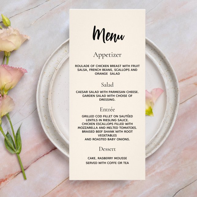 Menu du dîner du programme de mariage beige (Créateur téléchargé)