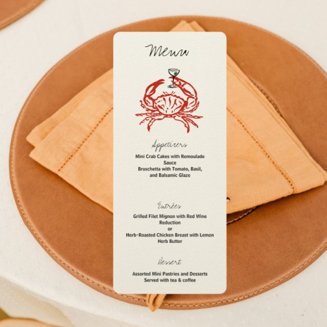Menu du dîner festif aux crabes Dessin de crabe (Créateur téléchargé)
