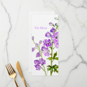 Menu du dîner mariage au delphinium violet