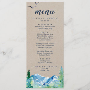Menu du dîner Mariage Kraft Rocky Mountain
