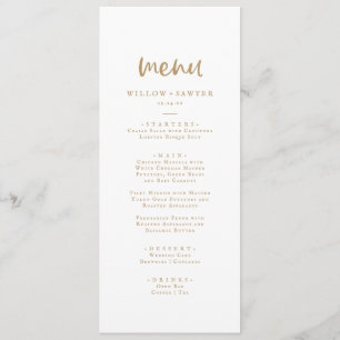 Menu du dîner Mariage Rustic Gold Script