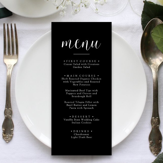 Menu du dîner minimaliste noir minimaliste personn (Créateur téléchargé)