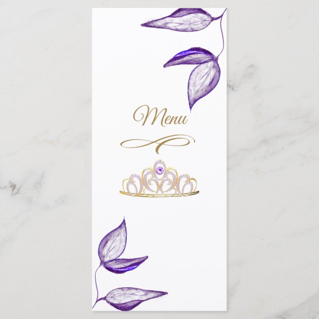 Menu du dîner Quinceañera Purple Folift (Devant)