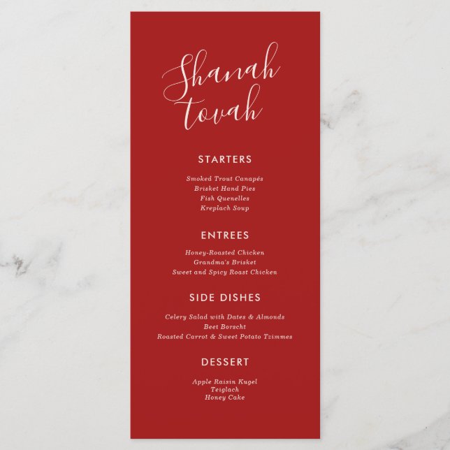 Menu Du Dîner Rosh Hashanah Moderne Simple (Devant)