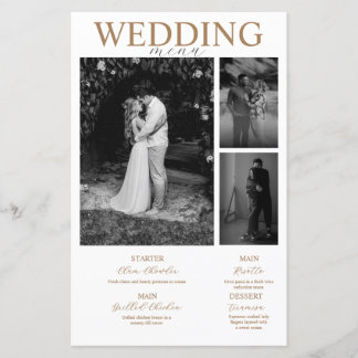 Menu du mariage de collection photo minimaliste mo