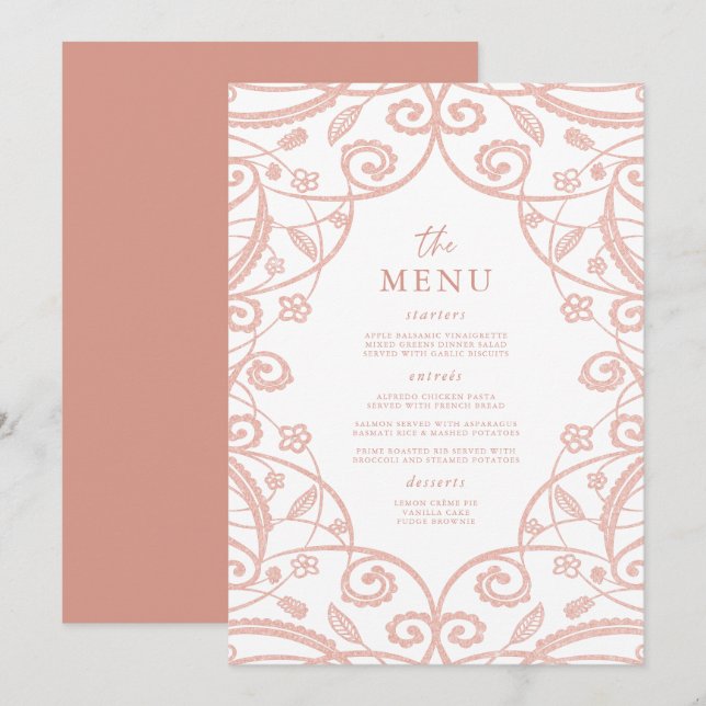 Menu du Mariage de dentelle de Parties scintillant (Devant / Derrière)