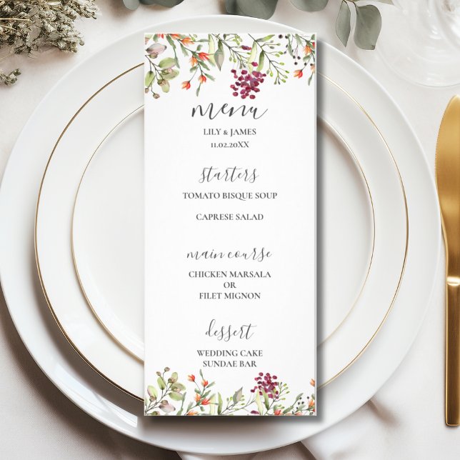 Menu du Mariage de prairie fleur sauvage (Créateur téléchargé)