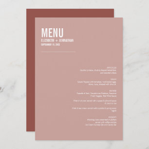 Menu du Mariage de typographie Rose Boho Dusty sim