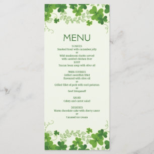 Menu du Mariage feuille shamrock irlandais (trèfle