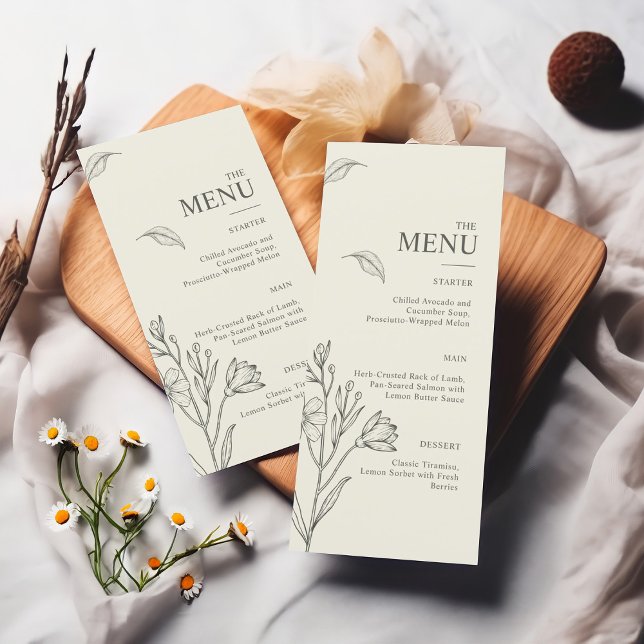 Menu du Mariage Fleur sauvage de marguerite intemp (Créateur téléchargé)