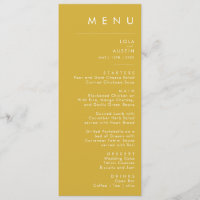 Menu du Mariage minimaliste d'or moderne