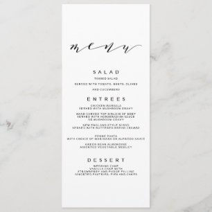 Menu du Mariage Simple Romance Calligraphy