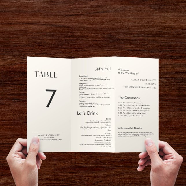 Menu du numéro de table minimal moderne triple mar (Créateur téléchargé)