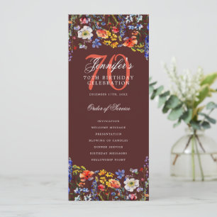 Menu du programme de 70e anniversaire Floral Merci
