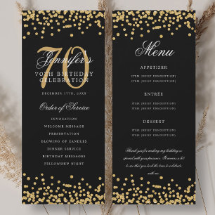 Menu du programme du 70e anniversaire Merci confet