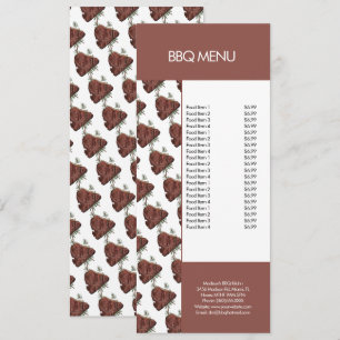 Menu du restaurant de steak de grill BBQ moderne