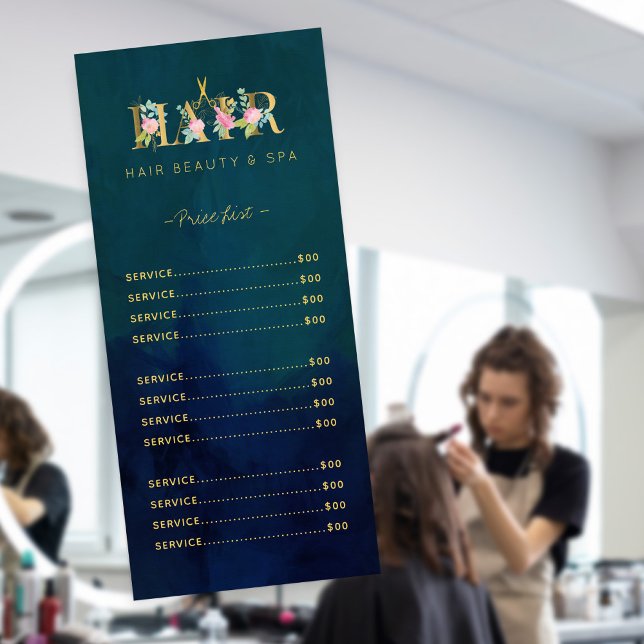 Menu du service d'or marine du salon de coiffure d (Créateur téléchargé)