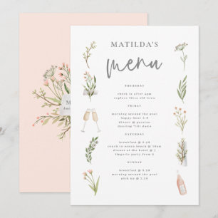 Menu du week-end de fleurs d'aquarelle