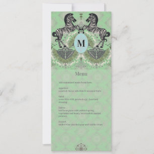 Menu Dueling Zebra Monogram