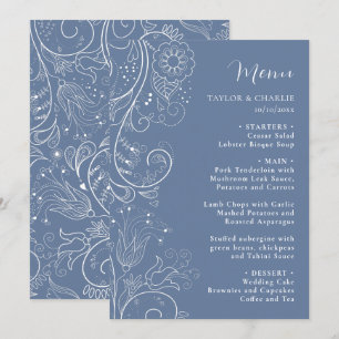 Menu Dusty Blue élégant Mariage floral