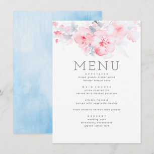 Menu Dusty Blue et Rose Floral à thème