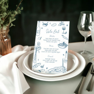 Menu Dusty Blue main tiré Mariage lunaire