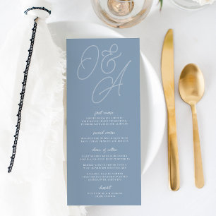 Menu Dusty Blue   Mariage de monogramme de filigrane de