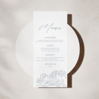 Menu Dusty Blue Moderne Vintage Floral Mariage