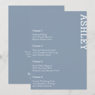 Menu Dusty Blue Personnalisé Nom d'invité Mariage